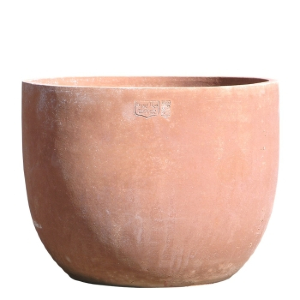 Pot moderne cylindrique rond en véritable terracotta d’Impruneta - Bulbo